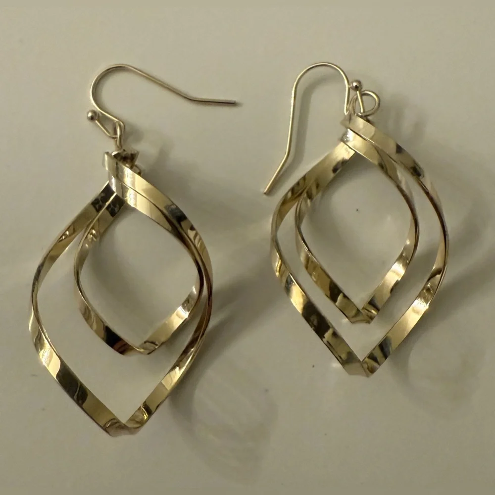 Gold-Tone Double Twist Drop Earrings - Picture 6 of 8